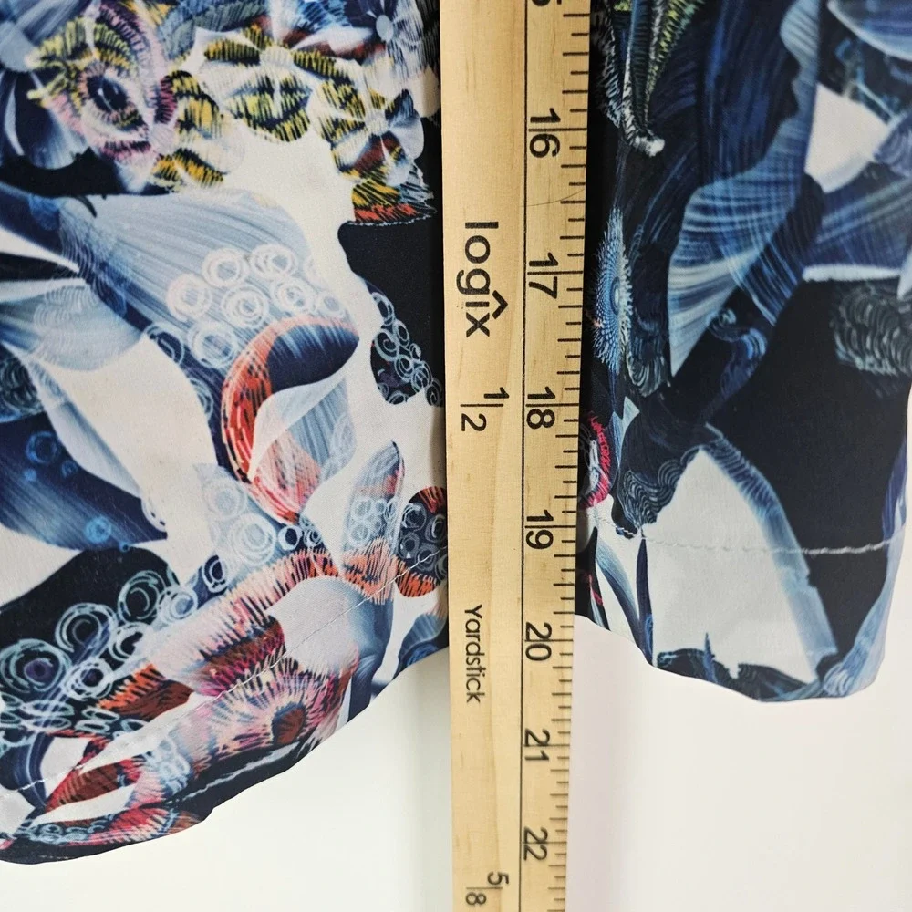 Robert Graham Mens Octopus Floral Print Swim Trunks 38 Blue Red Tropical